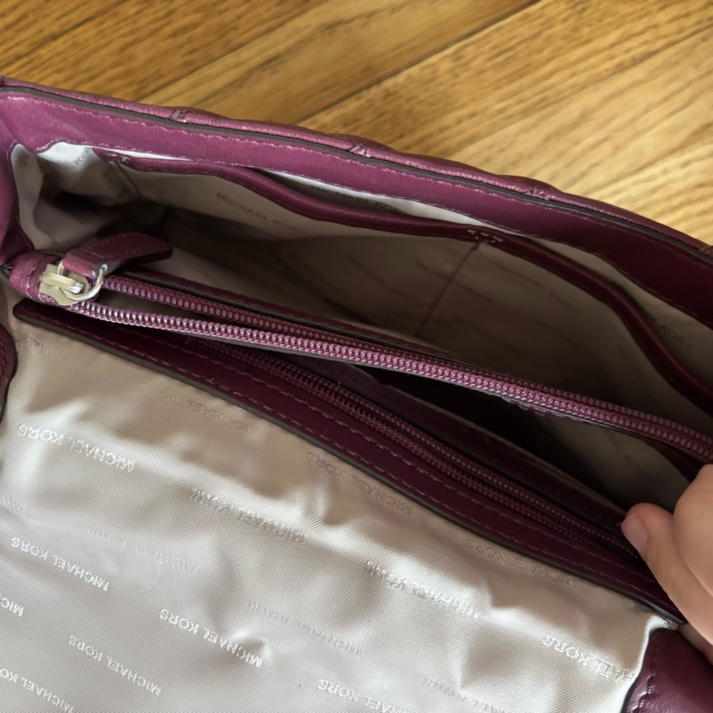Michael Kors Sloane Quilted Shoulder Bag in Plum - Picture 12 of 12